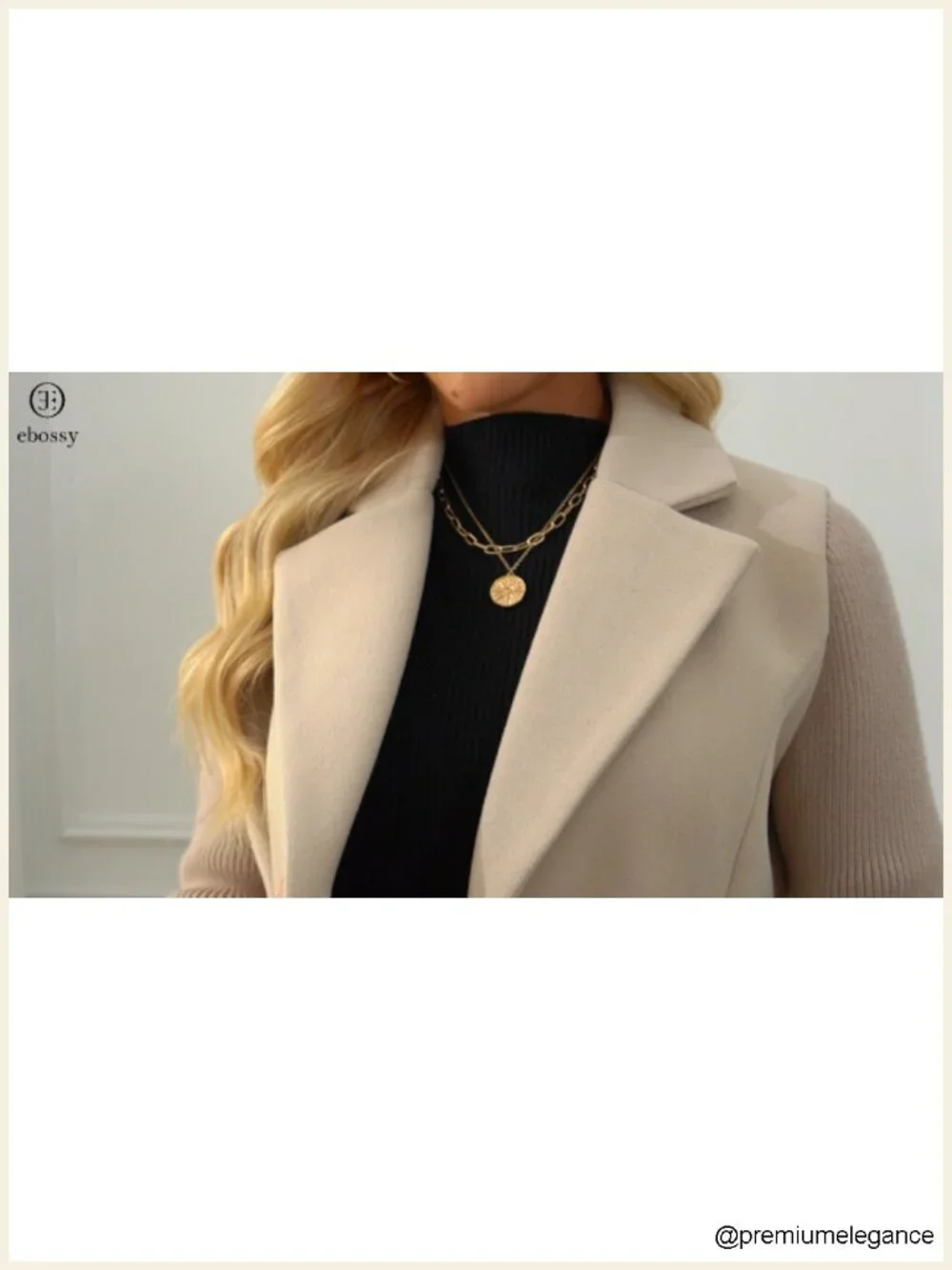 Women's Double Breasted Wool Pea Coat Notched Lapel Ribbed Knit Long Sleeve